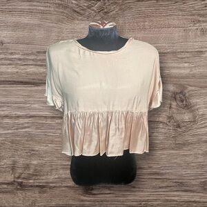 Zara Basic Pink Cap Sleeve Layered Ruffle Top Size XS